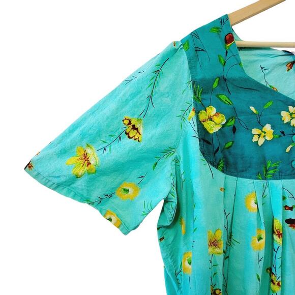 Woman Within Floral Button Bust Short Sleeve 100% Cotton Maxi Dress Size 1X - Picture 7 of 8